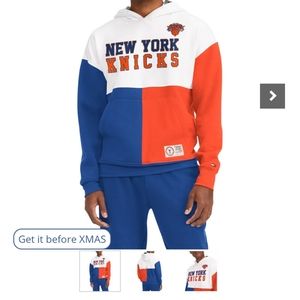 New York Knicks Tommy Jeans Andrew Split Pullover Hoodie - White/Royal